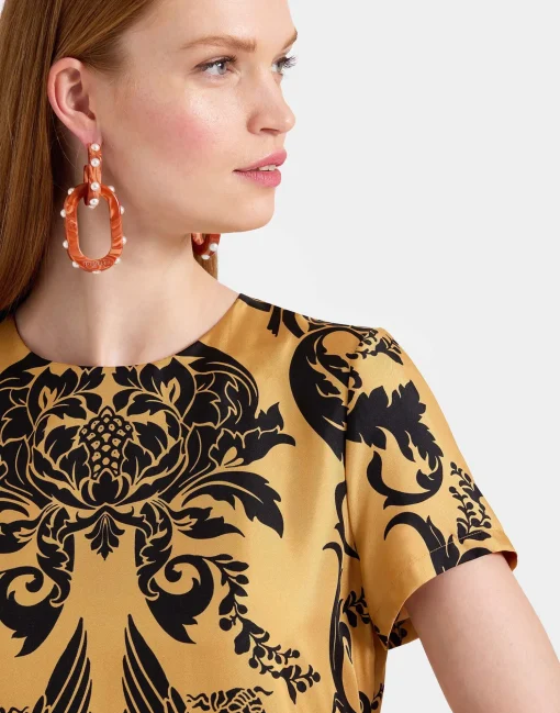 Swing DressCherubs Gold in Silk Twill
