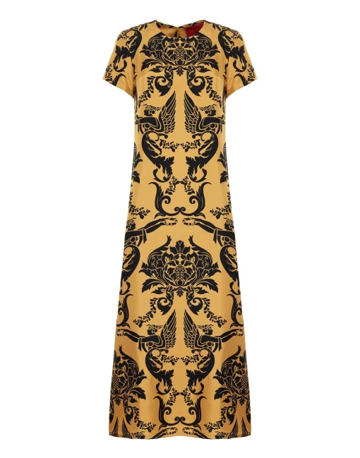 Swing DressCherubs Gold in Silk Twill
