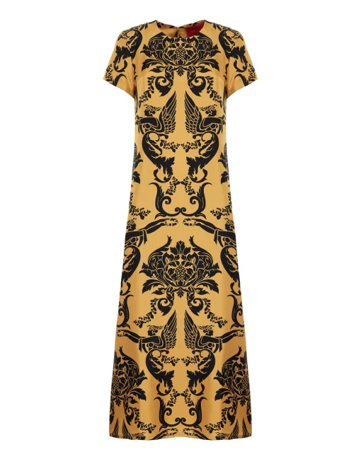 Swing DressCherubs Gold in Silk Twill