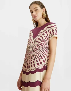 Swing DressFans Placée Purple in Silk Twill