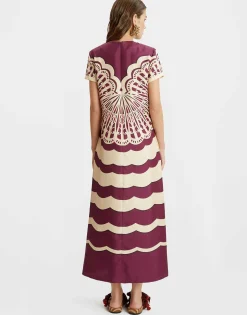 Swing DressFans Placée Purple in Silk Twill