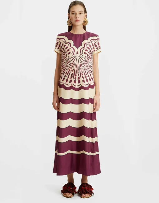 Swing DressFans Placée Purple in Silk Twill