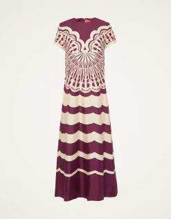 Swing DressFans Placée Purple in Silk Twill