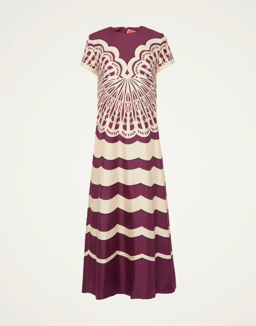 Swing DressFans Placée Purple in Silk Twill