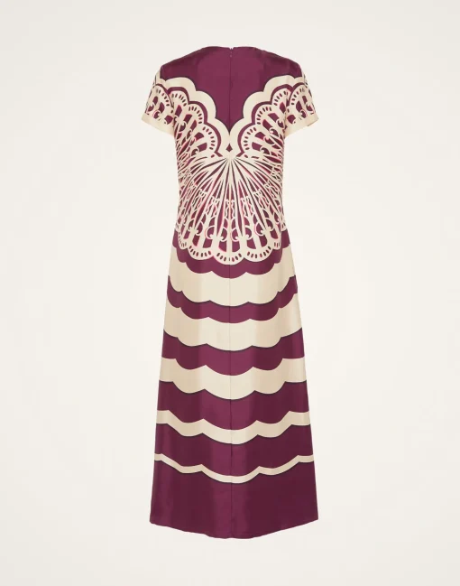 Swing DressFans Placée Purple in Silk Twill