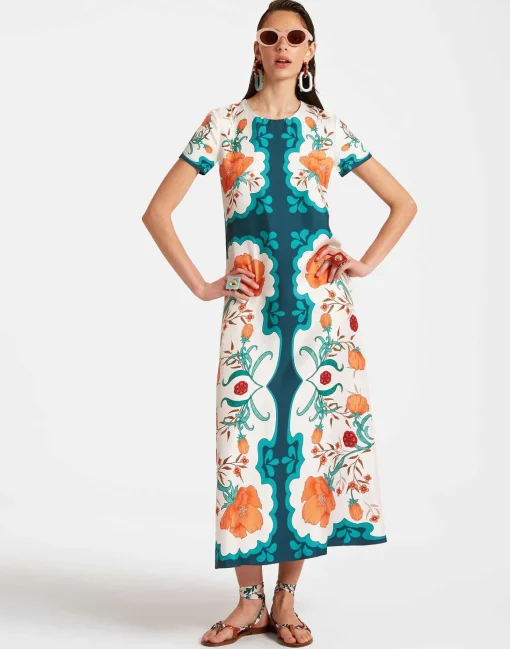 Swing DressMorpheus Placée Orange in Silk Twill