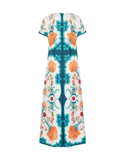 Swing DressMorpheus Placée Orange in Silk Twill