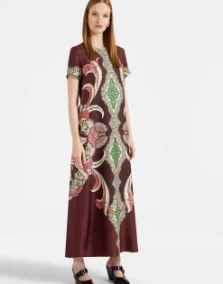 Swing DressPortal Placée Brown in Silk Twill
