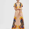 Swing DressRainbow Swirl Rosa Placée in Twill Silk