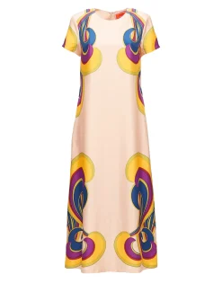 Swing DressRainbow Swirl Rosa Placée in Twill Silk