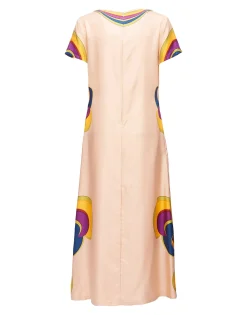 Swing DressRainbow Swirl Rosa Placée in Twill Silk