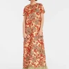 Swing DressReef Pale Pink in Silk Twill With Feathers