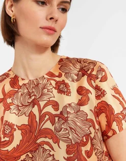Swing DressReef Pale Pink in Silk Twill With Feathers
