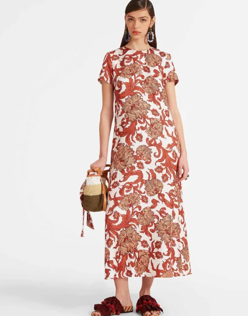 Swing DressReef White in Silk Twill