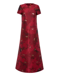 Swing DressRuby Red in Jacquard