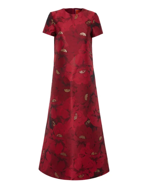 Swing DressRuby Red in Jacquard