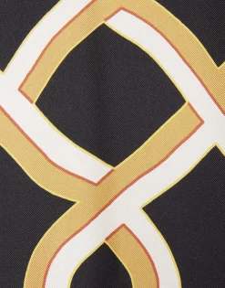 Swing DressTackle Black in Silk Twill With Feathers