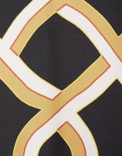 Swing DressTackle Black in Silk Twill With Feathers