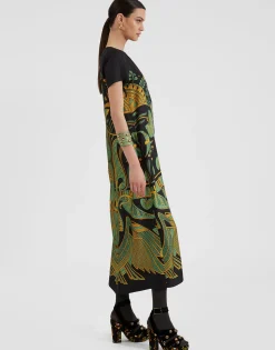 Swing DressThe Nile Placée Black in Silk Twill
