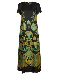 Swing DressThe Nile Placée Black in Silk Twill