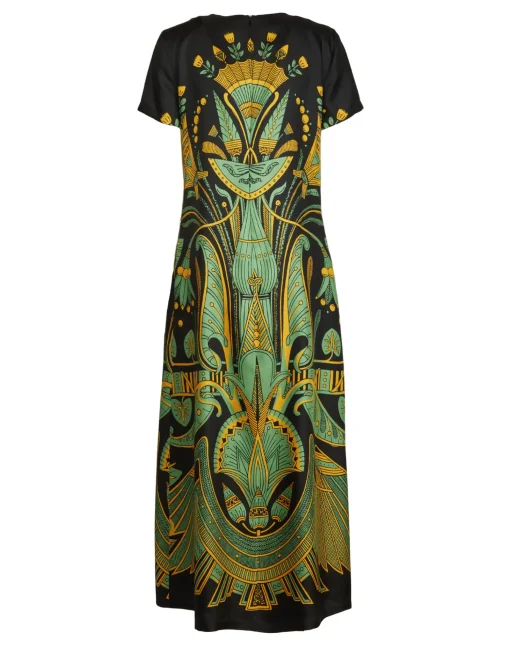 Swing DressThe Nile Placée Black in Silk Twill