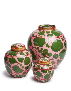 Tea JarWildbird Rosa/Verde in Porcelain