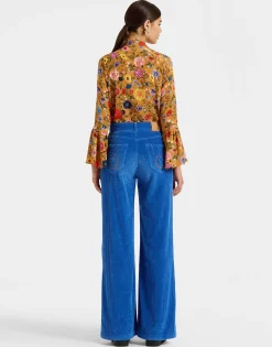 The Flare PantsSolid Light Blue in Velvet Corduroy