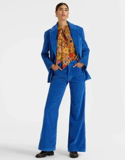 The Flare PantsSolid Light Blue in Velvet Corduroy