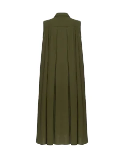 Tootsie DressSolid Camouflage in Crisp Poplin With Lacey Ribbons