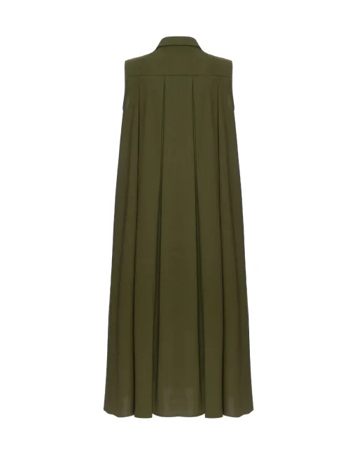 Tootsie DressSolid Camouflage in Crisp Poplin With Lacey Ribbons