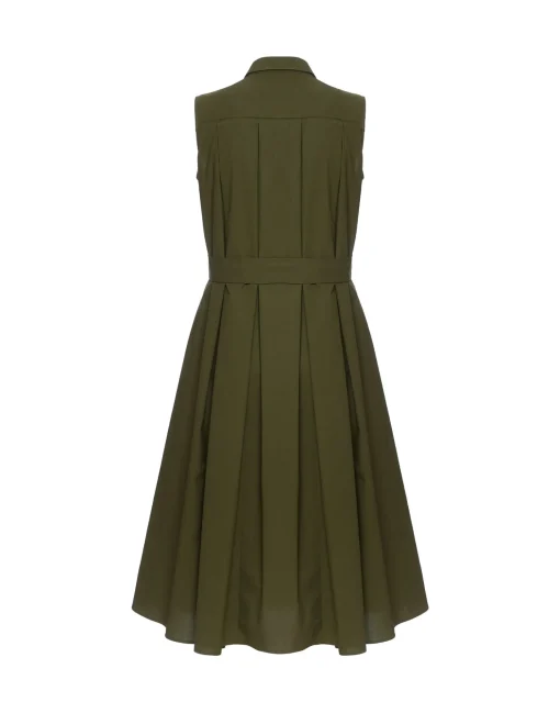Tootsie DressSolid Camouflage in Crisp Poplin With Lacey Ribbons