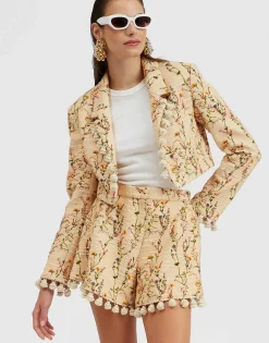 Torero JacketPrimavera Cream in Tweed With Tassels
