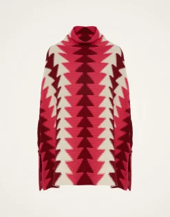 Trine CapeBordeaux in Wool Intarsia