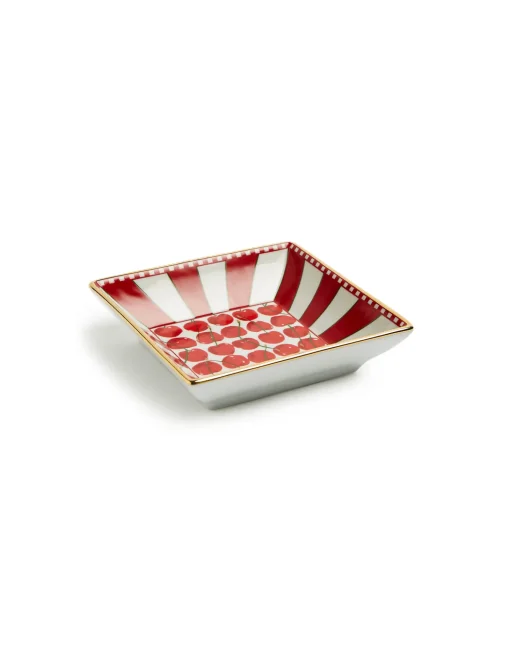 Trinket Tray (15X15)Cherries Avorio in Porcelain
