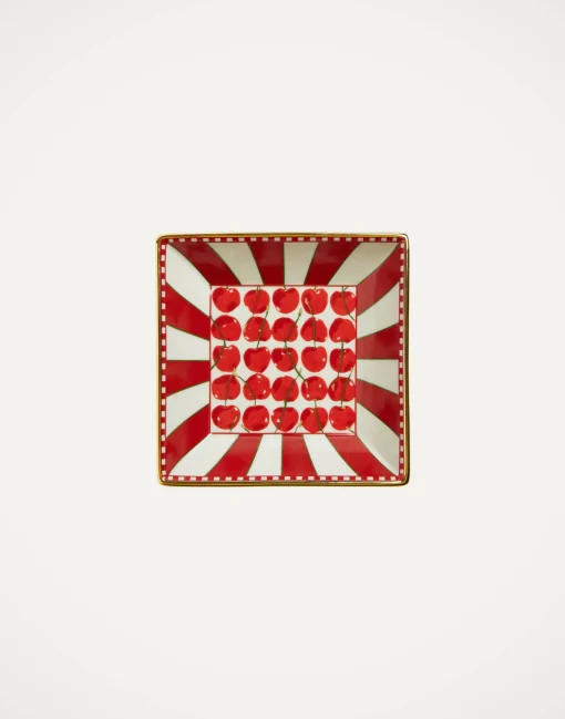 Trinket Tray (15X15)Cherries Avorio in Porcelain