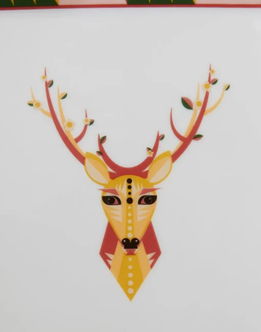 Trinket Tray (20X20)Deer in Porcelain