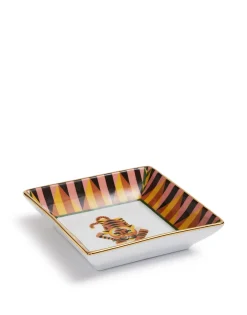 Trinket Tray (15X15)Tiger in Porcelain
