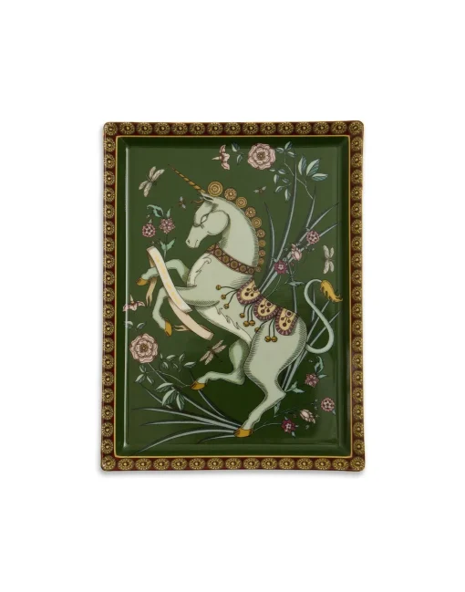 Trinket TrayThe Unicorn Dark Green in Porcelain