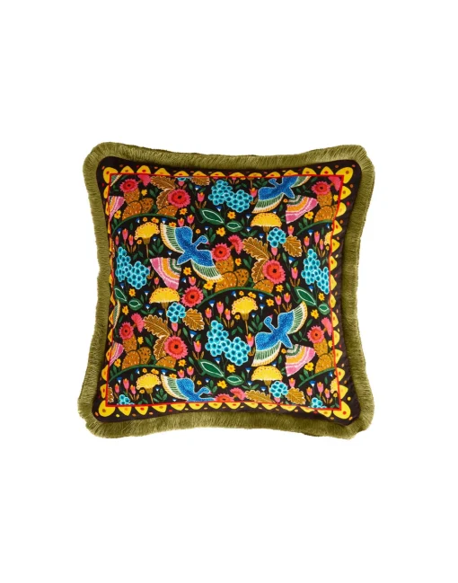 Velvet CushionColombo Black in Cotton Velvet