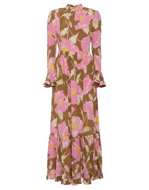 Visconti DressSylph Khaki in Crepe De Chine Silk