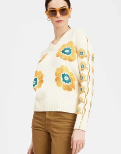 V-Neck Boy SweaterDaisychain Placée Off White in Wool Cashmere