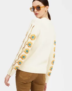 V-Neck Boy SweaterDaisychain Placée Off White in Wool Cashmere