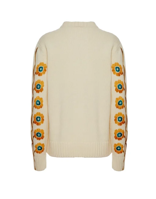 V-Neck Boy SweaterDaisychain Placée Off White in Wool Cashmere