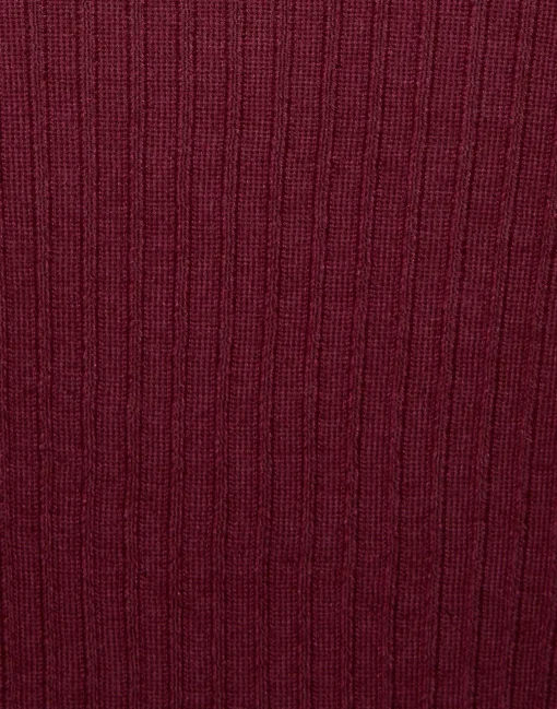 V-Neck High Kick TopSolid Burgandy in Ribbed Silk Cashmere With Feathers