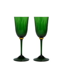 Wine Glasses Set Of 2Green in Murano Glass