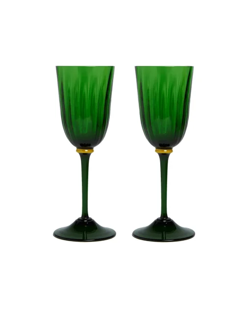 Wine Glasses Set Of 2Green in Murano Glass