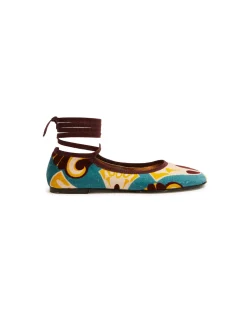 Winter Ballerina FlatsDendera Light Blue in Cotton Velvet