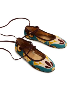 Winter Ballerina FlatsDendera Light Blue in Cotton Velvet