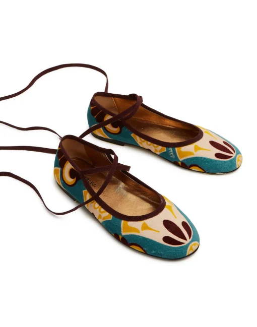 Winter Ballerina FlatsDendera Light Blue in Cotton Velvet